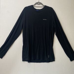 Eddie Bauer Large Tall Black Long Sleeve Free Dry Athletic Active Wear Shirt